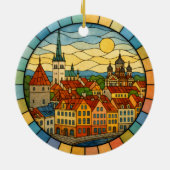 Personalisiert gestettetes Glas Tallinn, Estland Keramik Ornament (Hinten)
