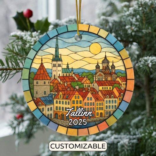 Personalisiert gestettetes Glas Tallinn, Estland Keramik Ornament