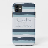 Personalisiert gestreiftes Nautikblau Case-Mate iPhone Hülle (Rückseite)
