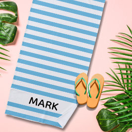 Personalisiert gestrichen, blau und weiß strandtuch