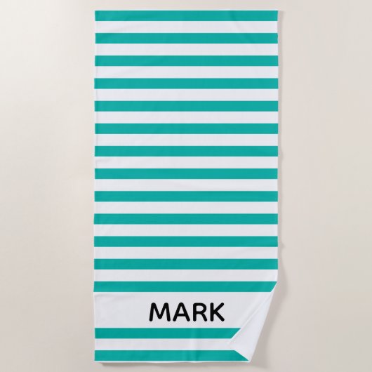 Personalisiert gestrichen, grün und weiß strandtuch (Vorderseite)