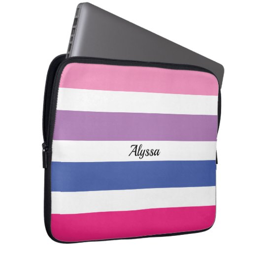 Personalisiert gestrichen Rosa Lila Blau Laptopschutzhülle (Vorne Rechts)