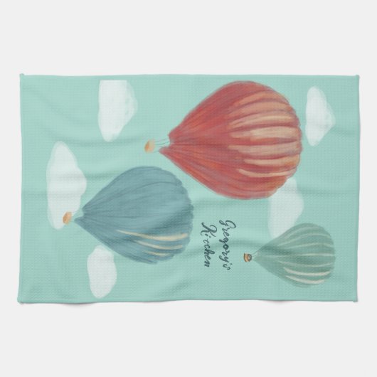 Personalisiert gestrichene Heißluftballons Geschirrtuch (Horizontal)