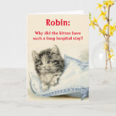Personalisiert Get Well Card mit Niedlichem Cat Jo Karte (Gelbe Blume)