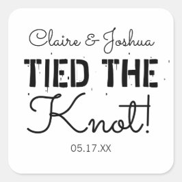 Personalisiert getickt das Knot Wedding Couple Quadratischer Aufkleber