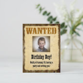 Personalisiert Gewollt Poster, Geburtstagsbandit Einladung (Stehend Vorderseite)
