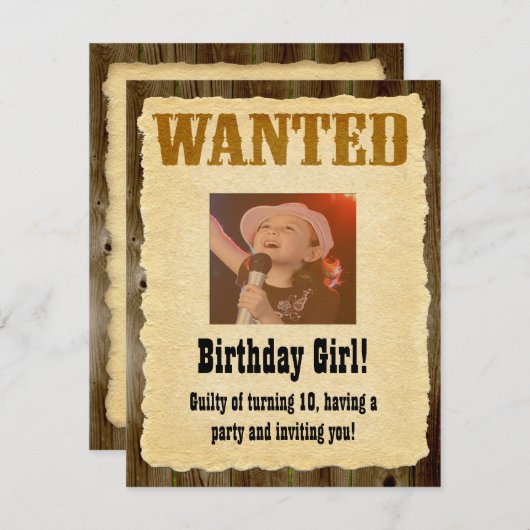 Personalisiert Gewollt Poster, Western Stil Geburt Einladung (Vorne/Hinten)