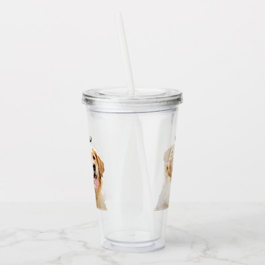 Personalisiert Gezeichnet Golden Retriever Hund Acryltrinkbecher (Links)