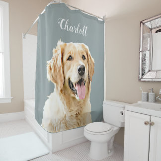 Personalisiert Gezeichnet Golden Retriever Hund Duschvorhang