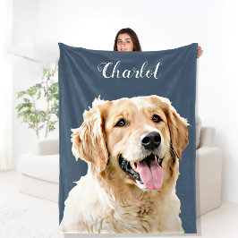Personalisiert Gezeichnet Golden Retriever Hund Fleecedecke