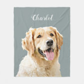 Personalisiert Gezeichnet Golden Retriever Hund Fleecedecke (Vorderseite)