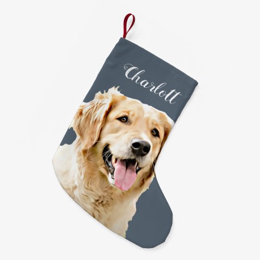 Personalisiert Gezeichnet Golden Retriever Hund Kleiner Weihnachtsstrumpf (Vorderansicht (hängend))