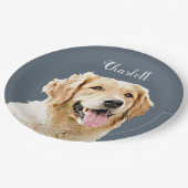 Personalisiert Gezeichnet Golden Retriever Hund Pappteller (Schrägansicht)