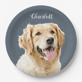 Personalisiert Gezeichnet Golden Retriever Hund Pappteller (Vorderseite)