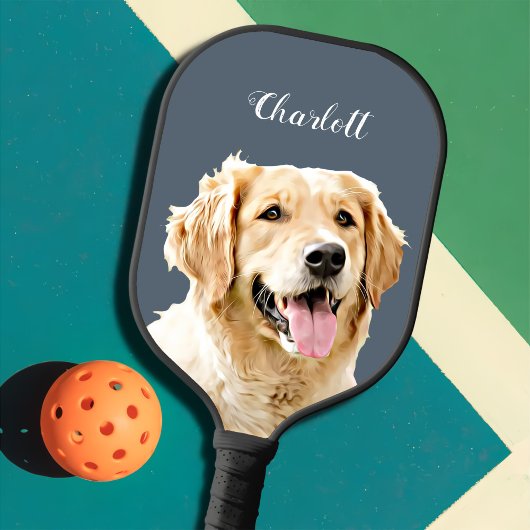 Personalisiert Gezeichnet Golden Retriever Hund Pickleball Schläger