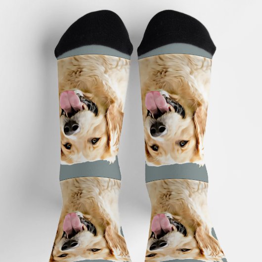 Personalisiert Gezeichnet Golden Retriever Hund Socken (Oben)