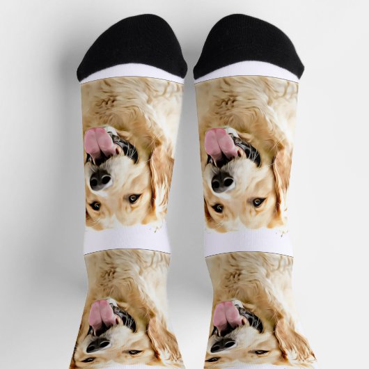 Personalisiert Gezeichnet Golden Retriever Hund Socken (Oben)
