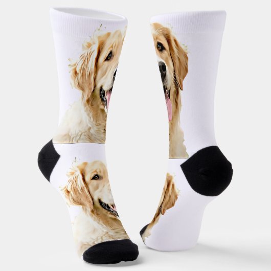 Personalisiert Gezeichnet Golden Retriever Hund Socken (Gewinkelt)
