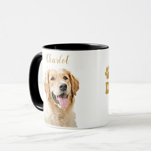 Personalisiert Gezeichnet Golden Retriever Hund Tasse (Vorderseite Links)