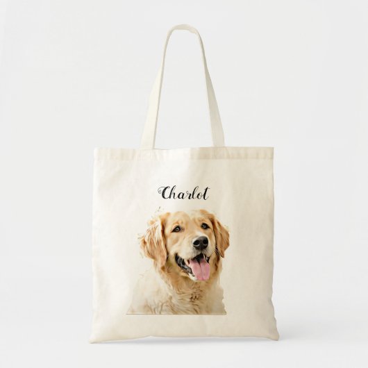 Personalisiert Gezeichnet Golden Retriever Hund Tragetasche (Vorne)