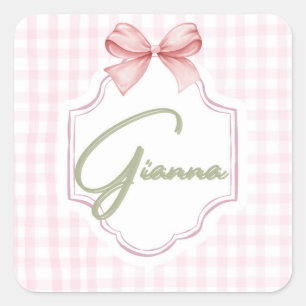 Personalisiert Gianna Baby Girl Kinderzimmer Bow&G Quadratischer Aufkleber