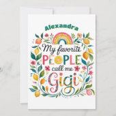 ❤️ Personalisiert GIGI gibt Müttern Geburtstag Einladung (Vorderseite)