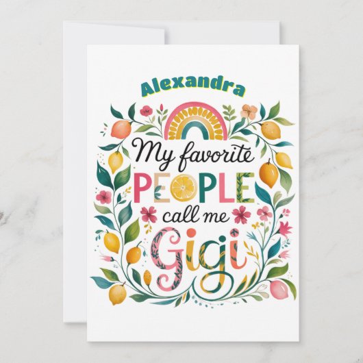 ❤️ Personalisiert GIGI gibt Müttern Geburtstag Einladung (Vorderseite)