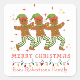 Personalisiert Gingebread Man Line Tanz Quadratischer Aufkleber