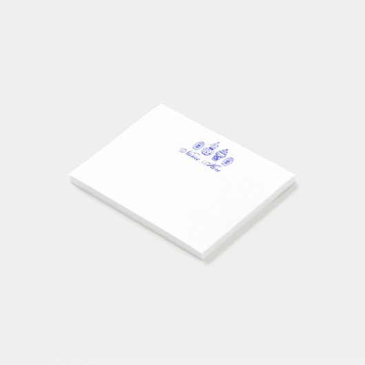 Personalisiert Ginger Jar Blue White Sticknotes Post-it Klebezettel (angewinkelt)