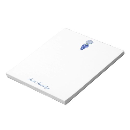 Personalisiert Ginger Jar Watercolor Hydrangea Notizblock (Rotiert)