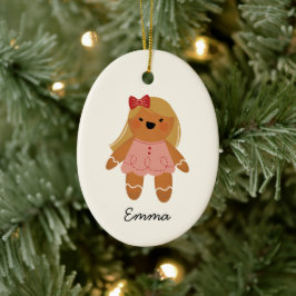 Personalisiert Gingerbread Girl Weihnachtsfeier Keramik Ornament