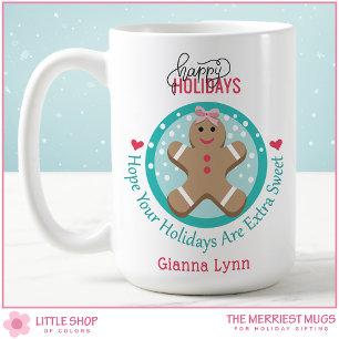 Personalisiert Gingerbread Girl Weihnachtskochtopf Kaffeetasse
