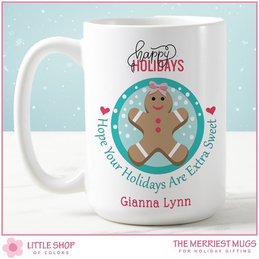 Personalisiert Gingerbread Girl Weihnachtskochtopf Kaffeetasse