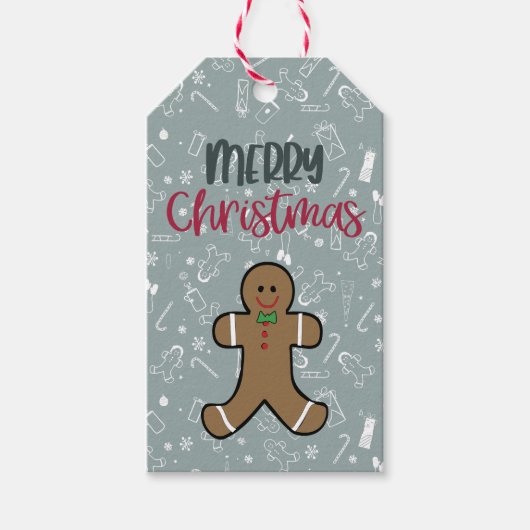 Personalisiert Gingerbread Man Gift Tag Geschenkanhänger (Vorderseite)