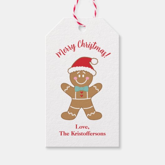 Personalisiert Gingerbread Man Weihnachtsgeschenke Geschenkanhänger (Vorderseite)