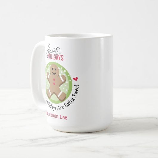 Personalisiert Gingerbread Mann Weihnachtskeks Kaffeetasse (Vorderseite Links)