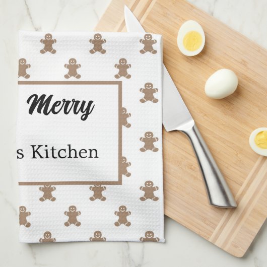 Personalisiert Gingerbrot Man Pattern Geschirrtuch (Viertel Falte)