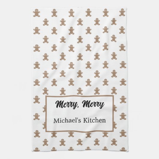 Personalisiert Gingerbrot Man Pattern Geschirrtuch (Vertikal)