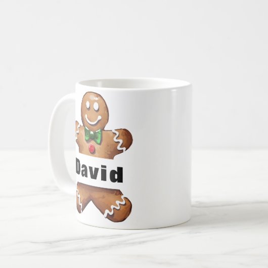 Personalisiert Gingerbrot Mann Individuelle Name W Kaffeetasse (Vorderseite Links)