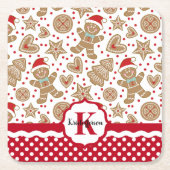 Personalisiert Gingerbrot Mann Weihnachten Rechteckiger Pappuntersetzer (Vorderseite)