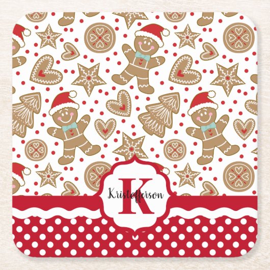 Personalisiert Gingerbrot Mann Weihnachten Rechteckiger Pappuntersetzer (Vorderseite)