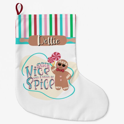 Personalisiert Gingerbrot Mann Weihnachten Strumpf Großer Weihnachtsstrumpf (Vorderseite)