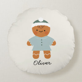 Personalisiert Gingerbrot Mann Weihnachtskissen Rundes Kissen