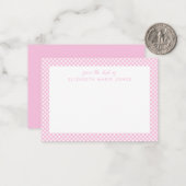 Personalisiert Gingham Children's Blush Pink Karie Mitteilungskarte (Vorderseite/Rückseite Beispiel)