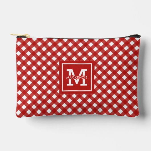 Personalisiert Gingham Kariert Pattern Zubehörtasche (Vorderseite)