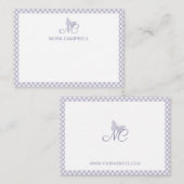Personalisiert Gingham Lavender Elegant Monogram Mitteilungskarte (Vorne/Hinten)