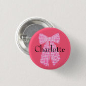 Personalisiert Gingham Pink Romantischer Coquette  Button (Vorne & Hinten)