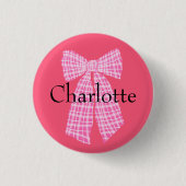 Personalisiert Gingham Pink Romantischer Coquette  Button (Vorderseite)