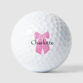 Personalisiert Gingham Pink Romantischer Coquette Golfball (Vorderseite)