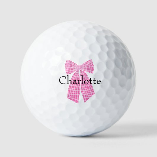 Personalisiert Gingham Pink Romantischer Coquette Golfball (Vorderseite)